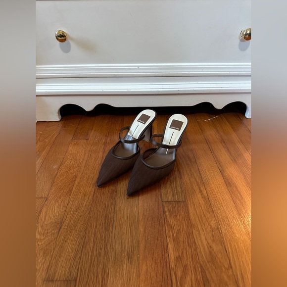 Dolce Vita Shoes - Dolce Vita Noreen Pointed Toe Mule in Dark Brown Tulle